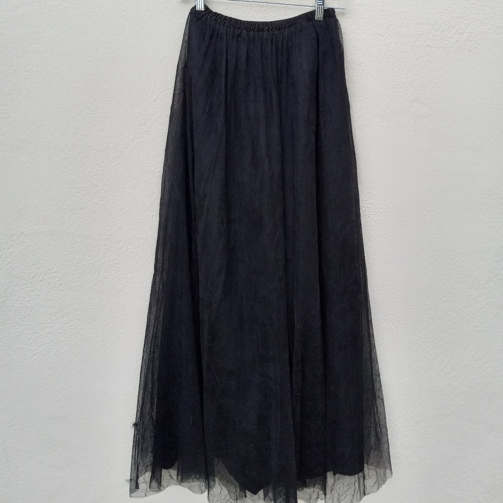 Vtge Black Mesh/Tulle Maxi Skirt Fairygrunge Dark Balletcore/Princess WhimsiGoth